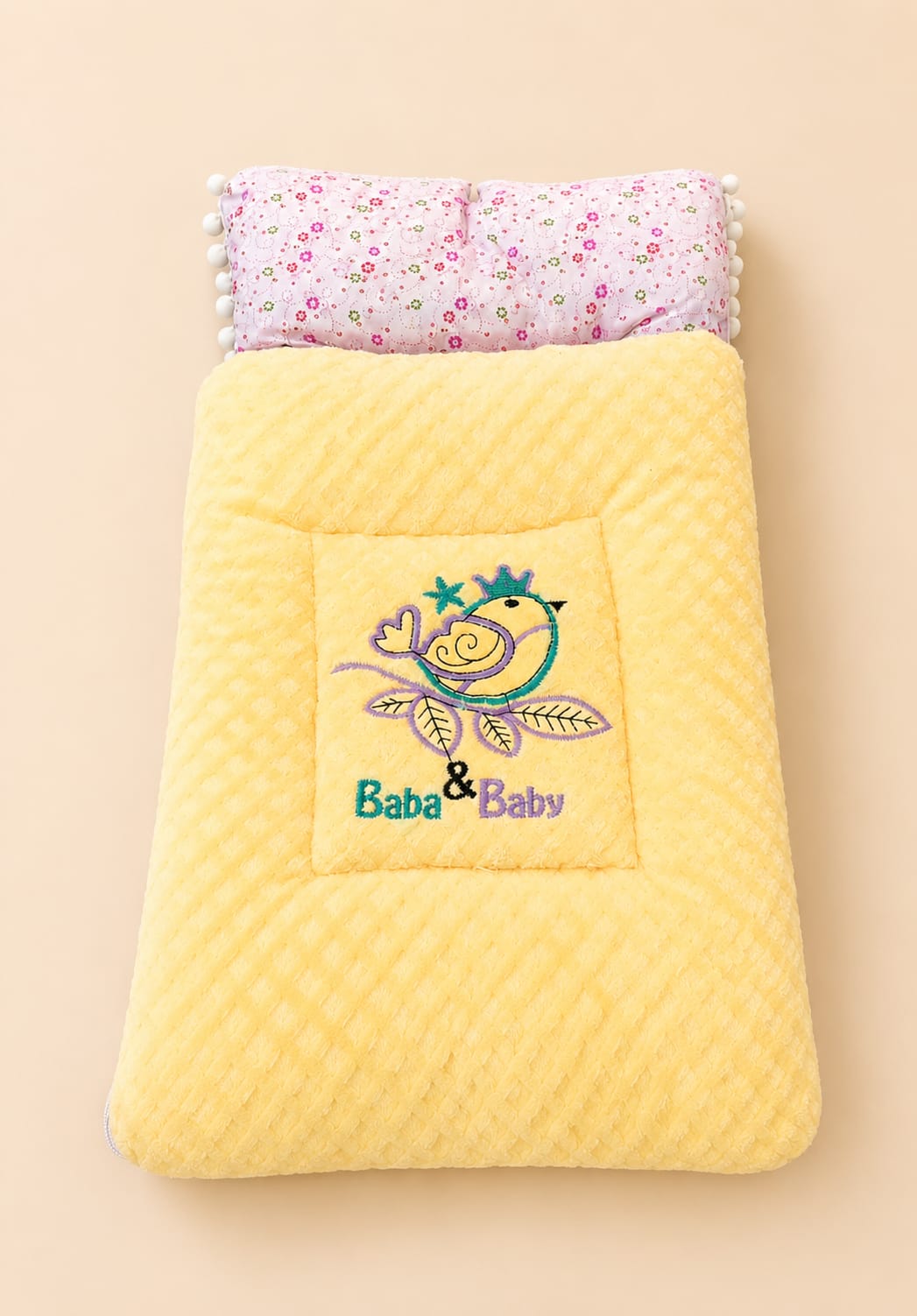 Premium Embossed Velvet Baby Sleeping Bag- Sunny Yellow