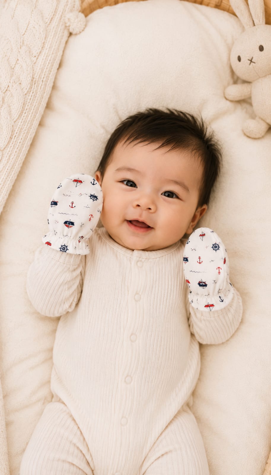 Soft Cotton Anti-Scratch Baby Mittens
