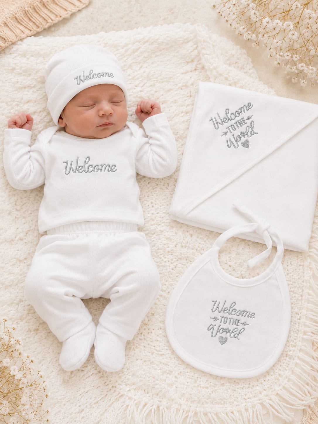“Welcome to the World" Premium Newborn Gift Set (5-Piece)