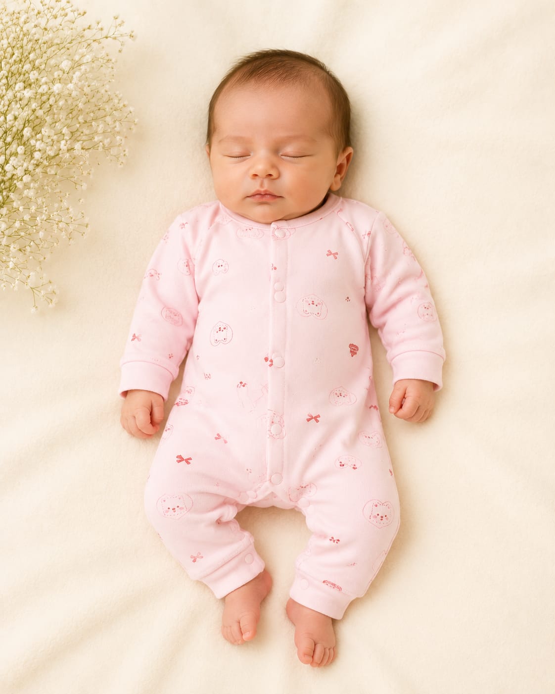 Blush Bunny Print Winter Romper