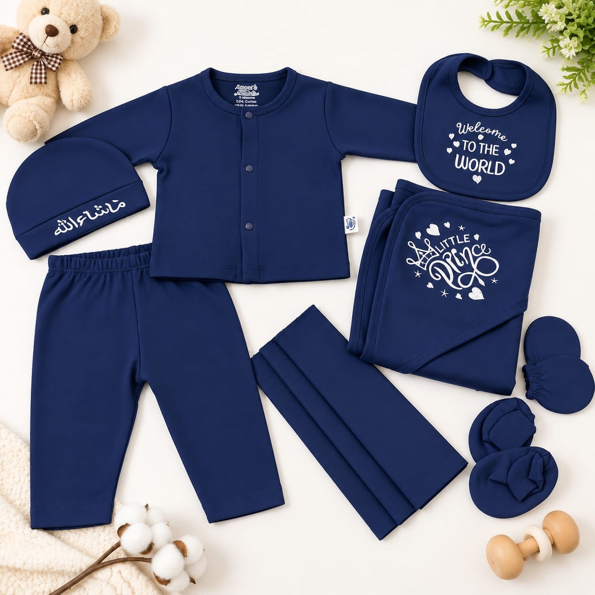 Premium Newborn Baby 10-Piece Gift Set (Dark Blue)