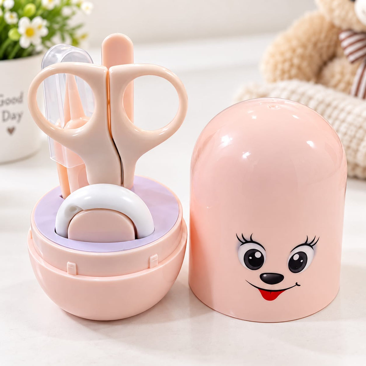 Portable Cute Bear Baby Manicure Set with Storage Case