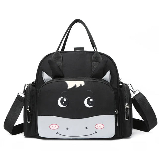 Baby Diaper Backpack Cow Face Black