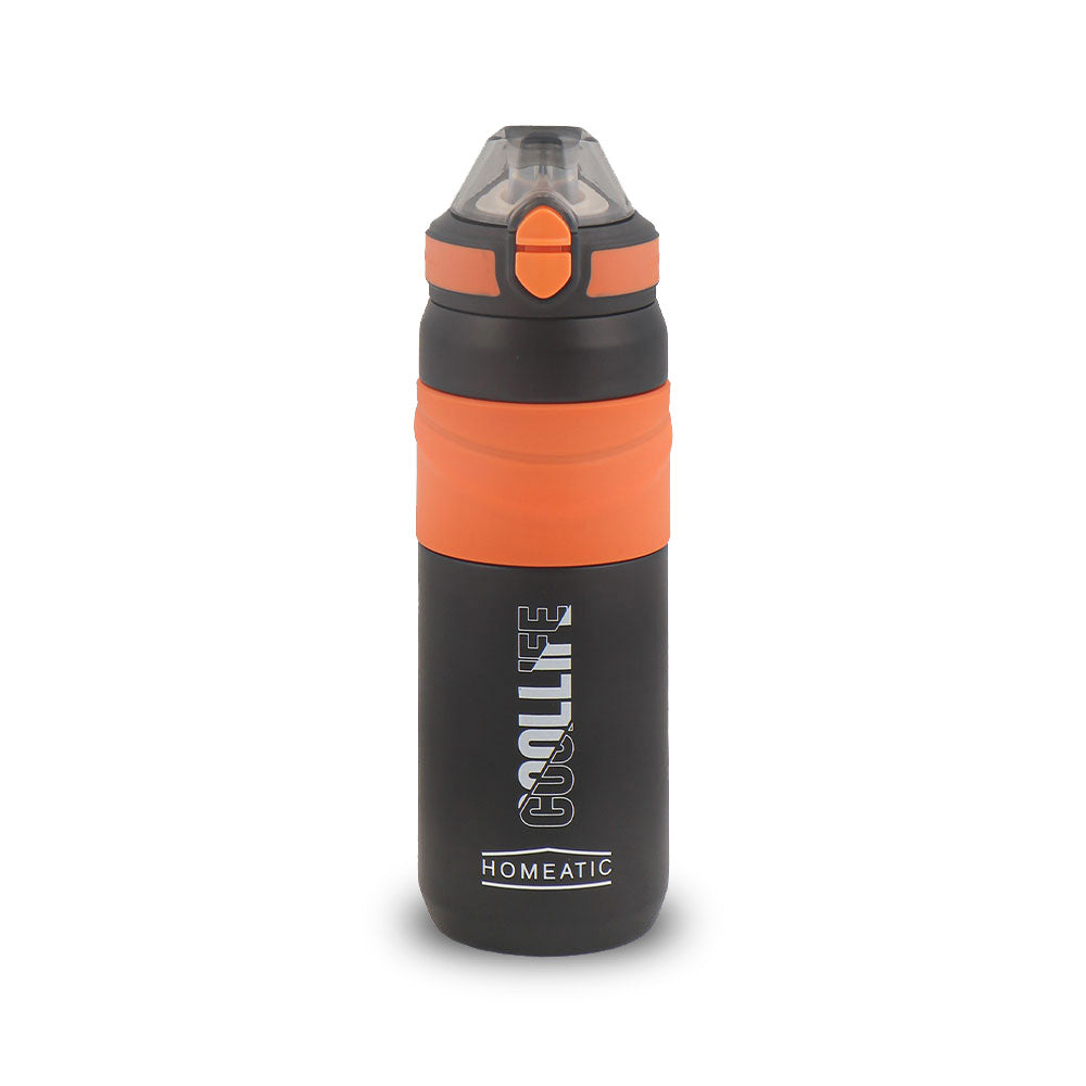 HOMEATIC STEEL WATER BOTTLE 650 ML BLACK SPORTS