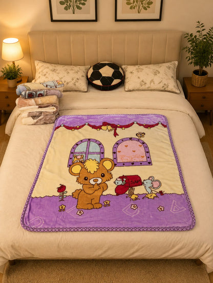 Double-Layer (2-Ply) Cartoon Bear Baby Blanket