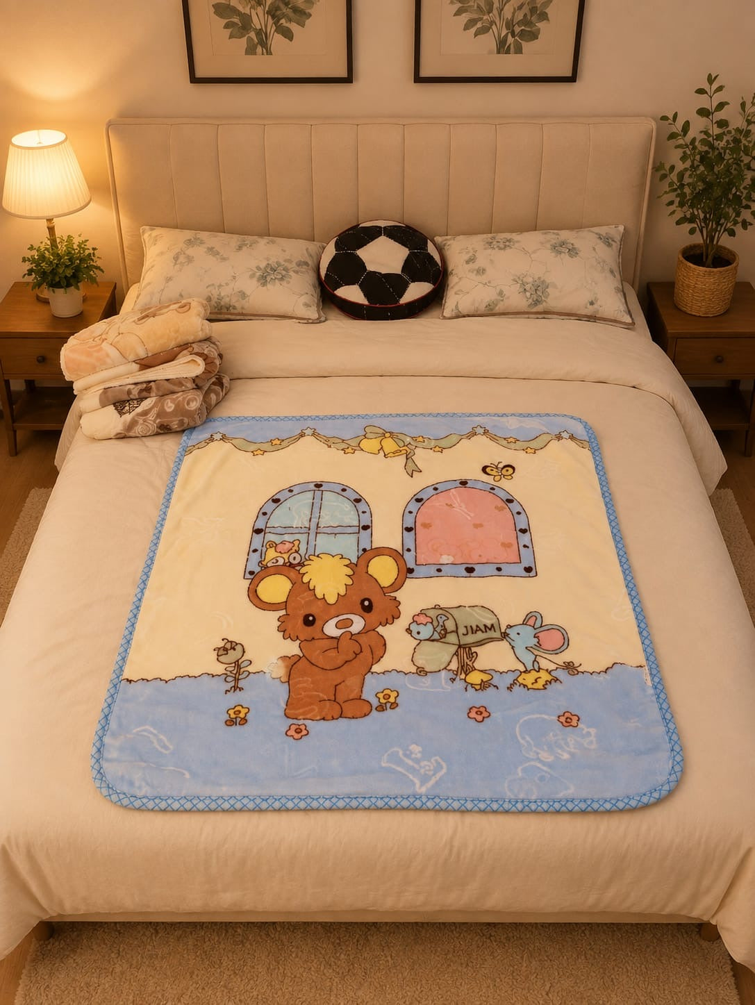 Double-Layer (2-Ply) Cartoon Bear Baby Blanket