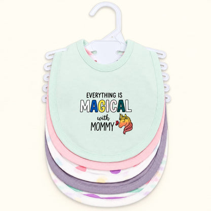 Waterproof Sheet Baby Feeding Bibs with Snap Button (Pack of 5)