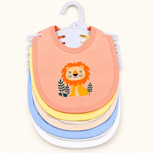 Waterproof Plastic Sheet Baby Bibs with Snap Button (Pack of 5)