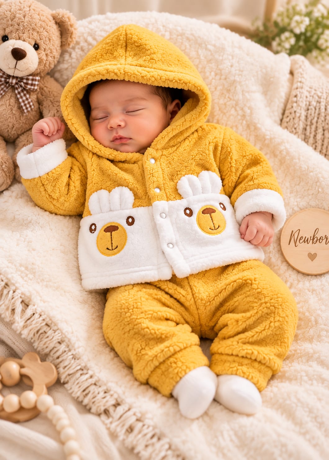 Cozy Teddy Bear Fleece Winter Suit Set