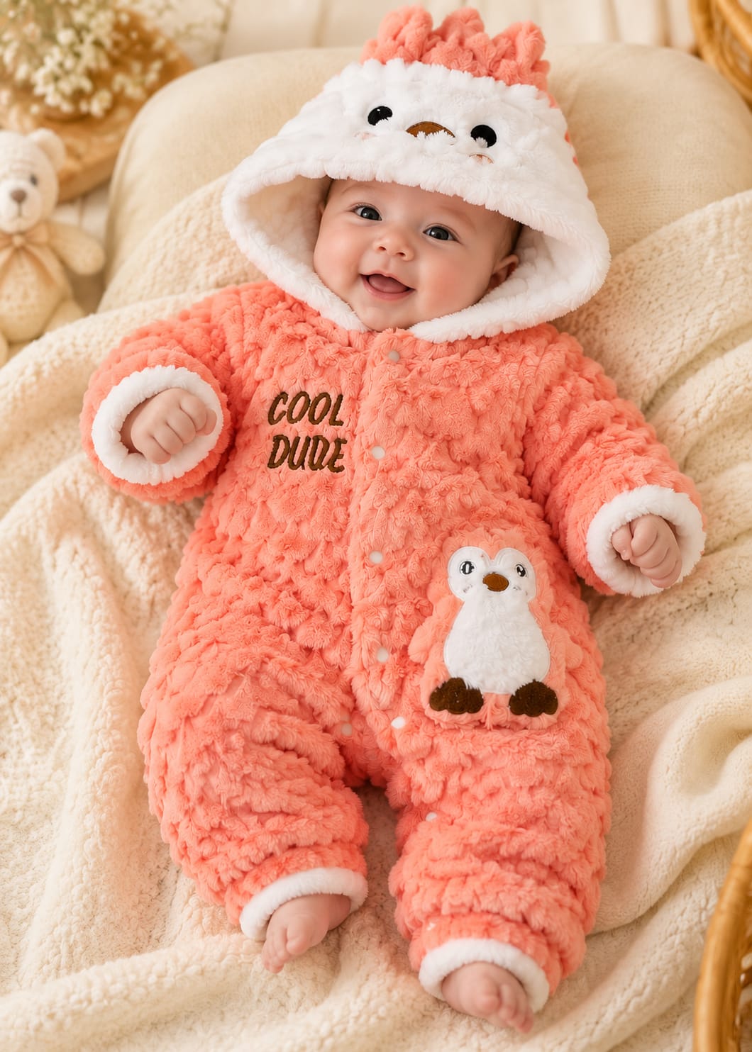 Infant Plush Furr Hooded Snowsuit