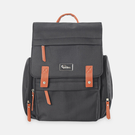 TINNIES DIAPER BACKPACK – BLACK, HANDS-FREE COMFORT FOR MODERN MOMS