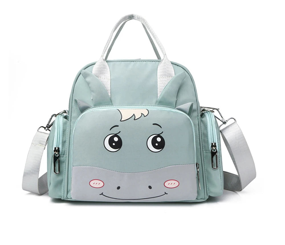 Baby Diaper Backpack Cow Face  Sea Green