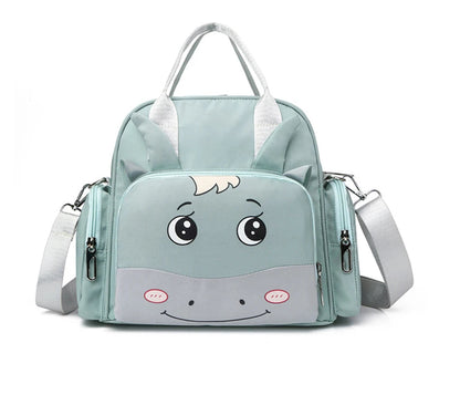 Baby Diaper Backpack Cow Face  Sea Green