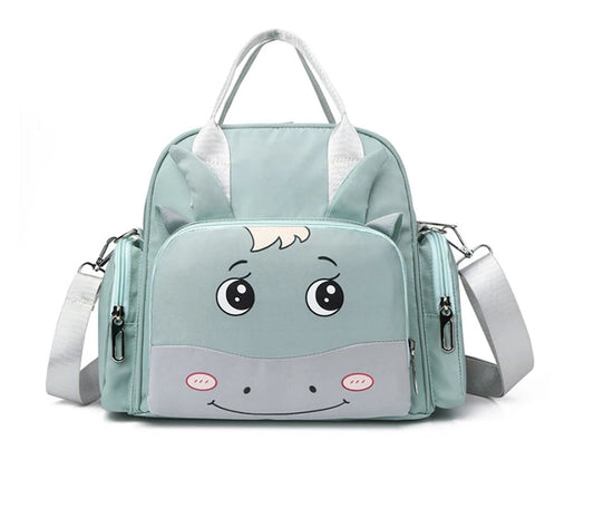 Baby Diaper Backpack Cow Face  Sea Green