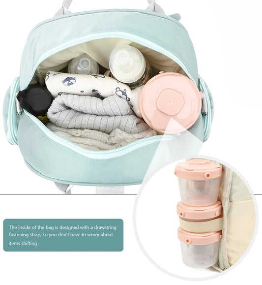 Baby Diaper Backpack Cow Face  Sea Green