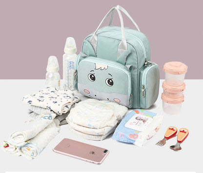 Baby Diaper Backpack Cow Face Black