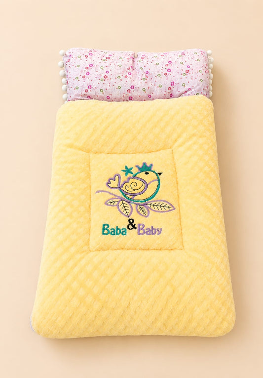 Premium Embossed Velvet Baby Sleeping Bag- Sunny Yellow