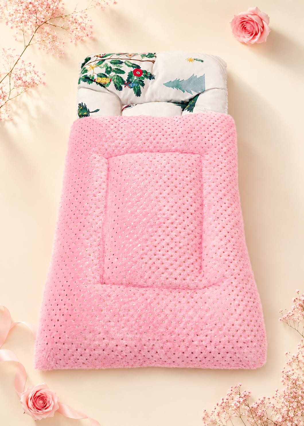 Plush Pink Baby Carry Nest & Sleeping Bag