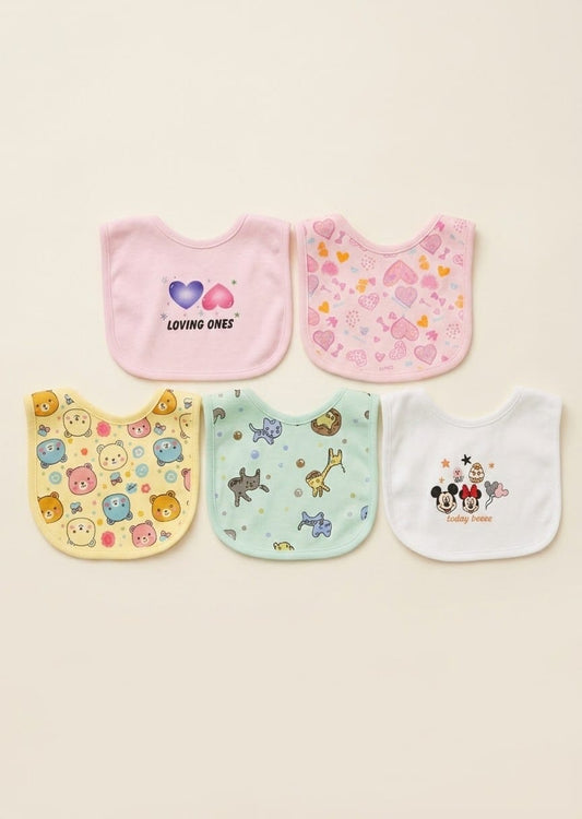 Premium Cotton Baby Bibs Set (5-Piece Pack )