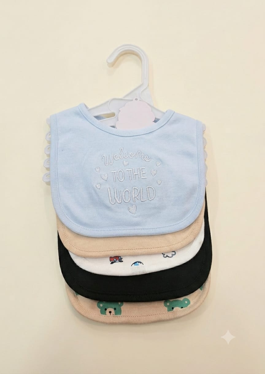 Ultra-Soft Cotton Bibs for Newborns & Toddlers (Pack of 5)