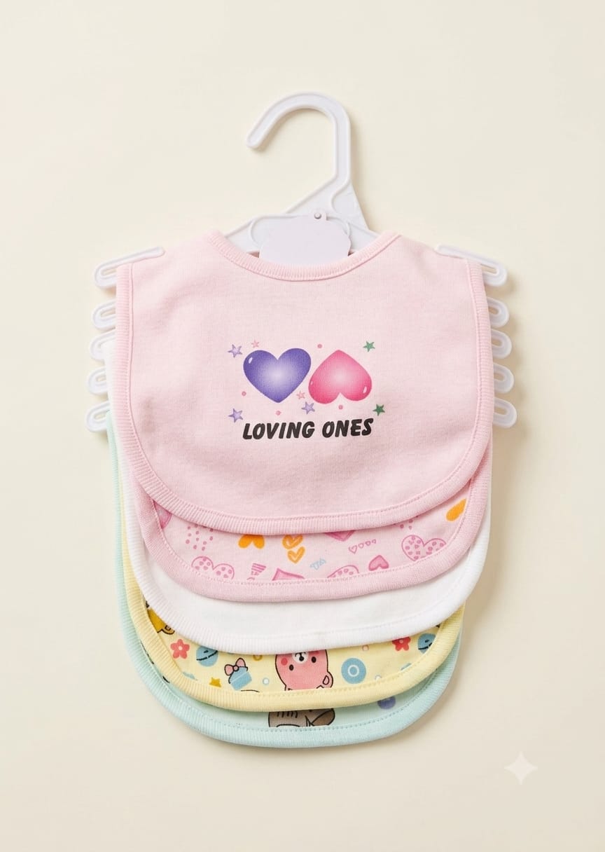 Premium Cotton Baby Bibs Set (5-Piece Pack )