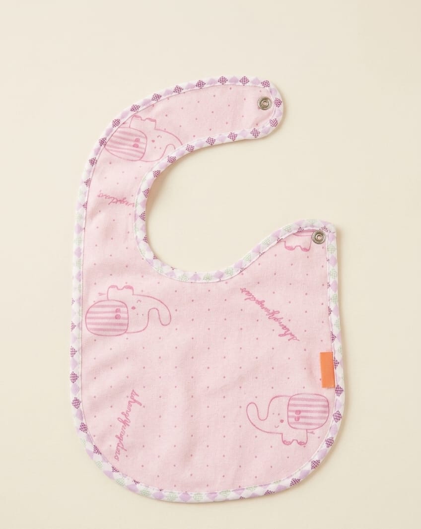 Cute Pink Elephant & Polka Dot Print Bib