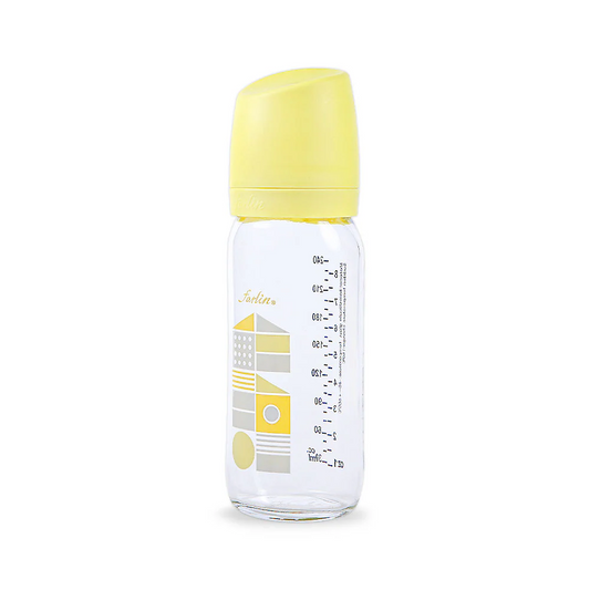 FARLIN WIDE NECK GLASS FEEDER 240ML - YELLOW