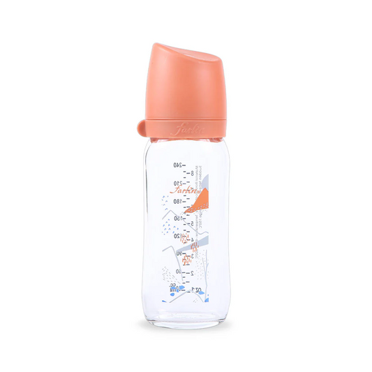 FARLIN WIDE NECK GLASS FEEDER 240ML - ORANGE
