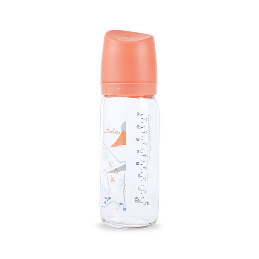 FARLIN WIDE NECK GLASS FEEDER 240ML - ORANGE