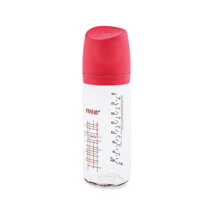 FARLIN WIDE NECK GLASS FEEDER 240ML - RED
