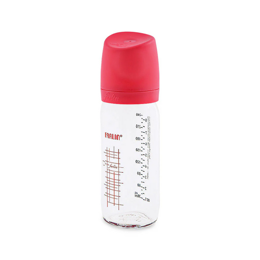 FARLIN WIDE NECK GLASS FEEDER 240ML - RED