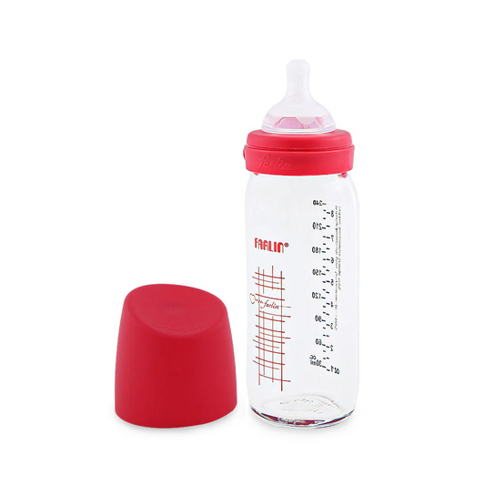 FARLIN WIDE NECK GLASS FEEDER 240ML - RED