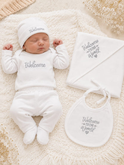 “Welcome to the World" Premium Newborn Gift Set (5-Piece)