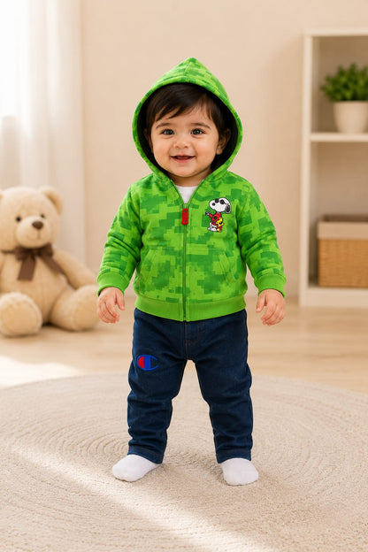 Snoopy Print Hoodie, Tee & Denim Jeans 3-Pc Set