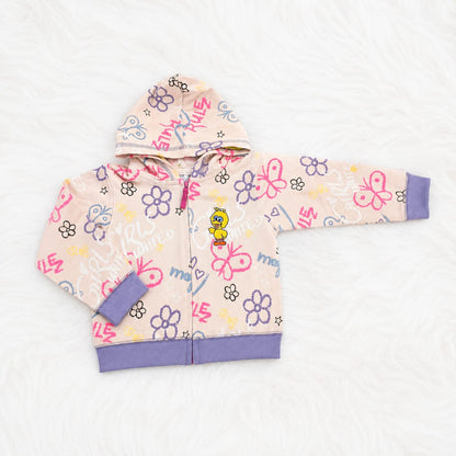 Floral Print Hoodie & Navy Jogger 3-Pc Set