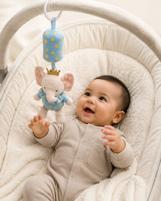 Soft Plush Elephant Stroller & Crib Rattle