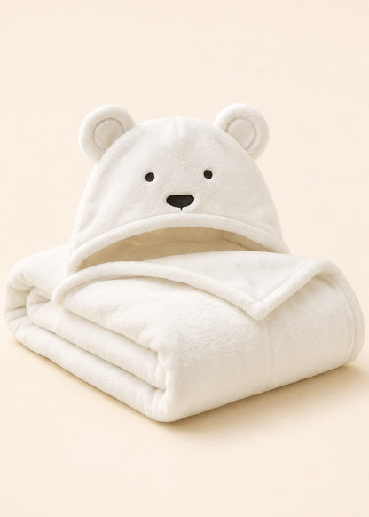 Fleece Character Hooded Receiving Blanket (White Bear Theme)