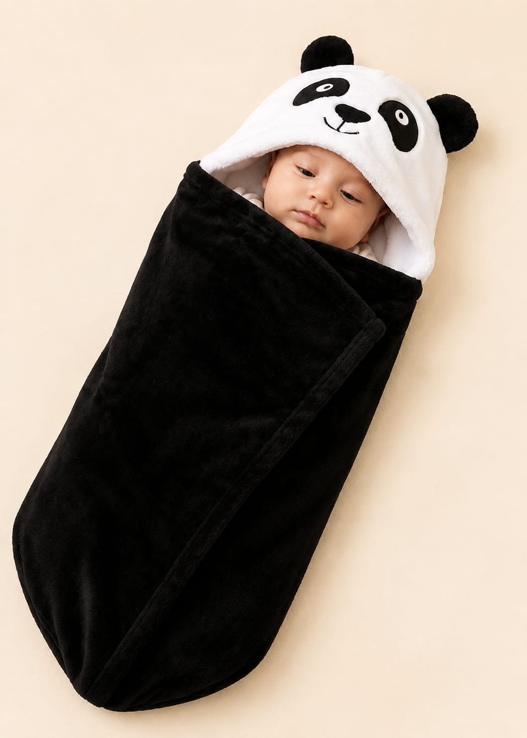 Fleece Character Hooded Receiving Blanket for Babies (Panda Theme)