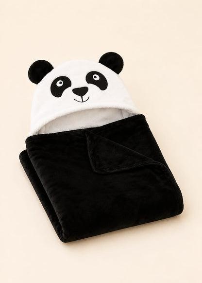 Fleece Character Hooded Receiving Blanket for Babies (Panda Theme)