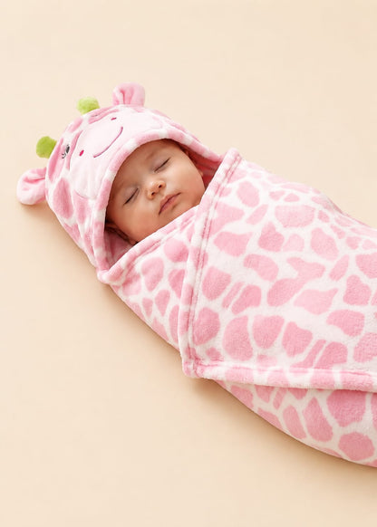 Fleece Character Hooded Receiving Blanket for Newborns & Infants