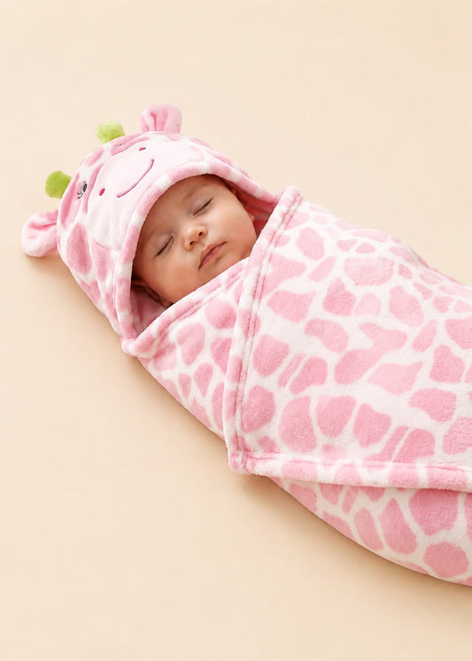 Fleece Character Hooded Receiving Blanket for Newborns & Infants