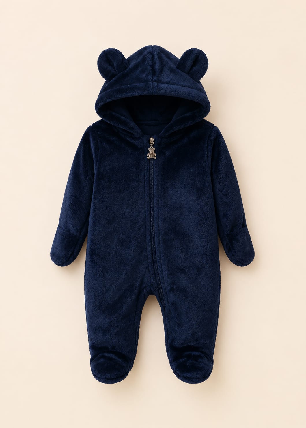 Premium Navy Blue Teddy Bear Fleece Romper