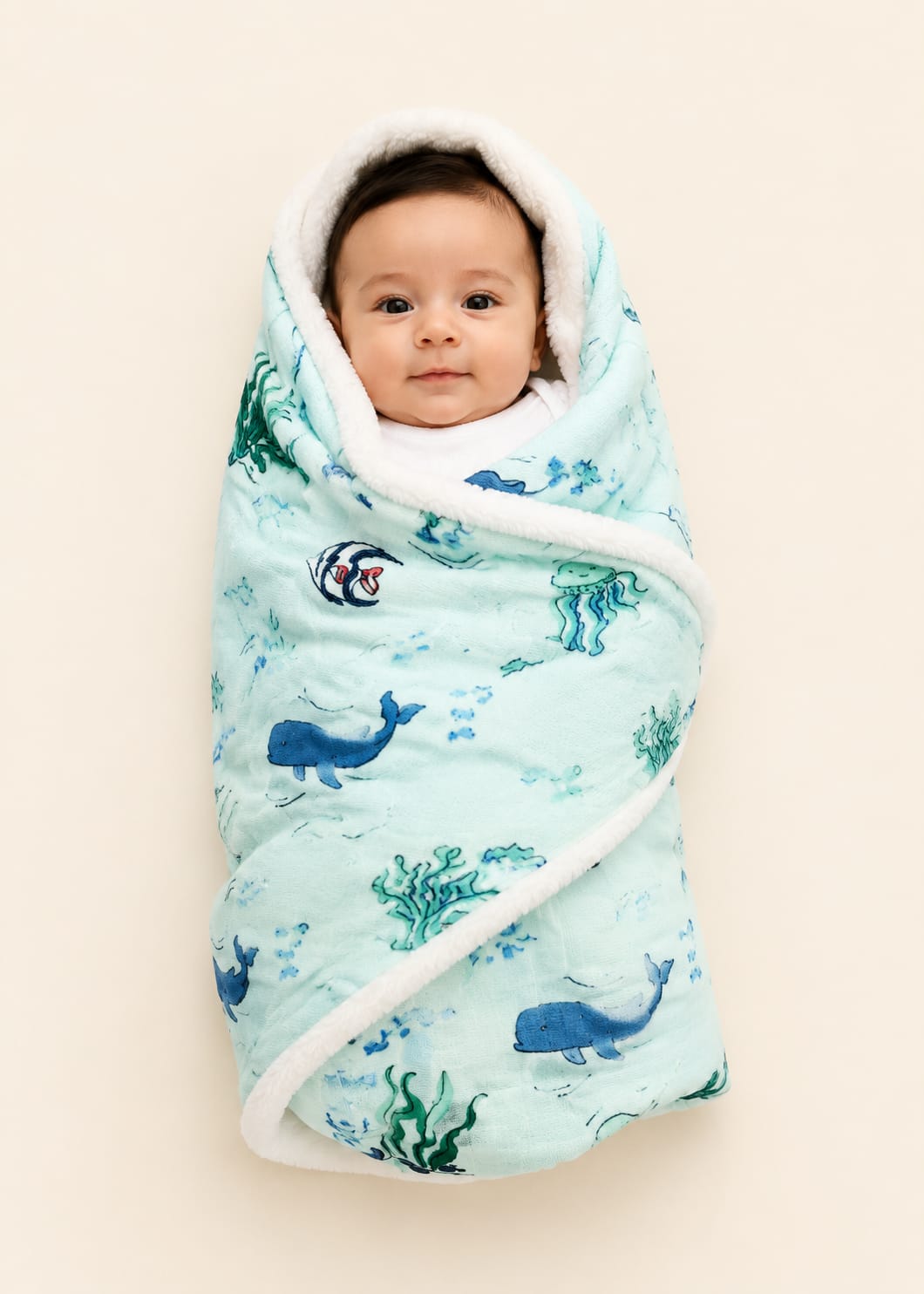 Aifeier Baby Premium Double-Layer Plush Ocean Blanket