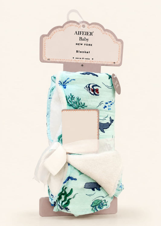 Aifeier Baby Premium Double-Layer Plush Ocean Blanket