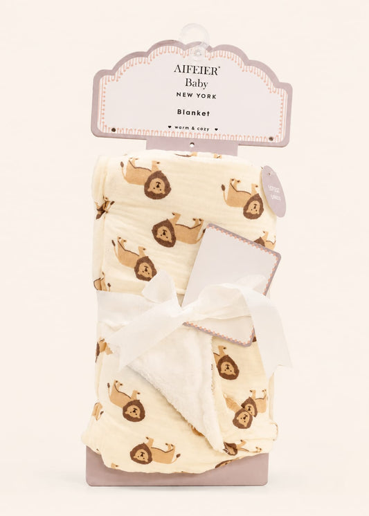 Aifeier Baby Premium Double-Layer Plush Lion Blanket