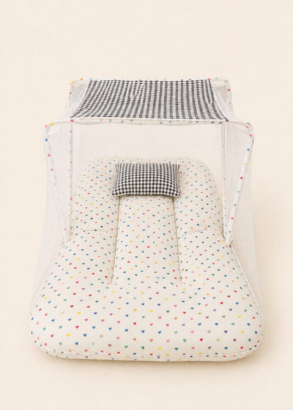 Classic Black Gingham Portable Baby Nest & Mosquito Net