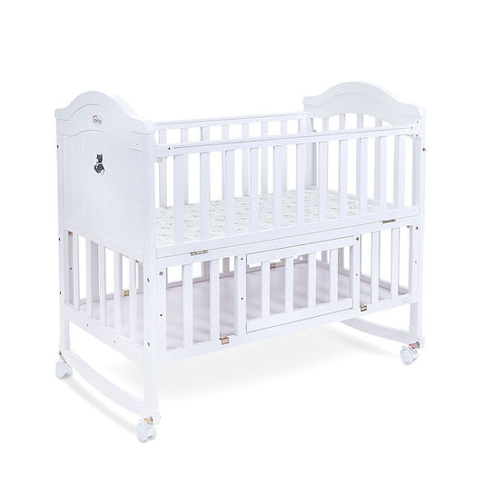 TINNIES WOODEN BABY COT WITH STORAGE – WHITE