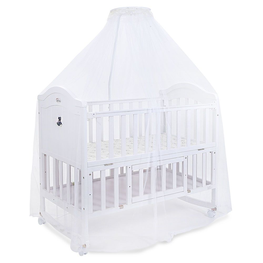 TINNIES WOODEN BABY COT WITH STORAGE – WHITE