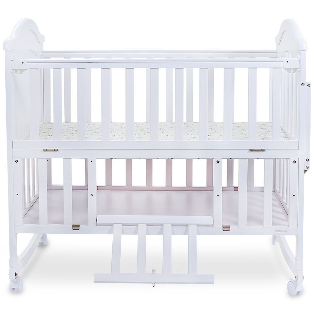 TINNIES WOODEN BABY COT WITH STORAGE – WHITE