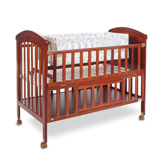TINNES WOODEN BABY COT WITH STORAGE – BROWN